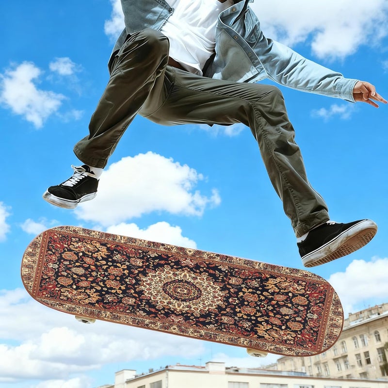 aportt Vintage Brown Rug Grip Tape Dark Brown Retro Carpet Western Aesthetic Skateboard Grip Tape 33x9 inch Non-Slip Sandpaper Tape, Grip Tapes for Skateboard Longboard Roller Board Stair Treads - Image 4